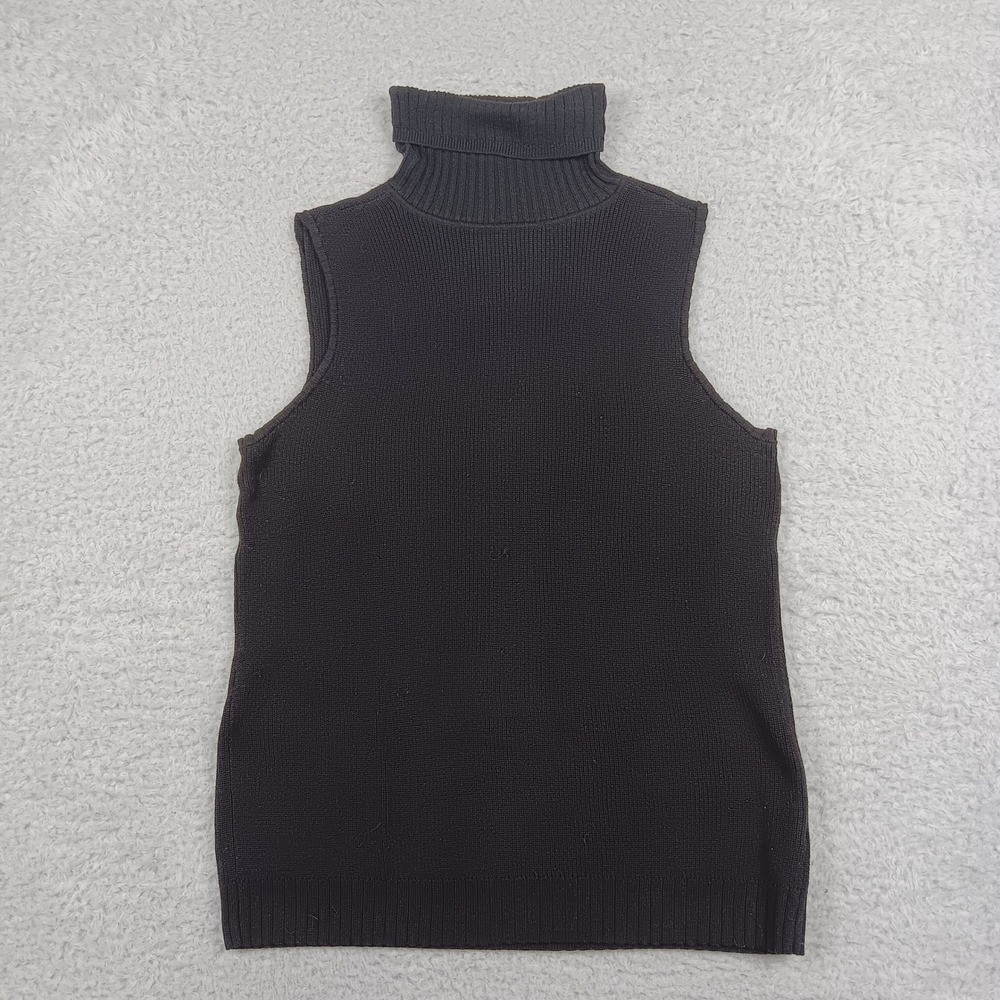 Liz Claiborne Sweater Turtleneck Women M Black Ribbed Mercerized Cotton RN 52002